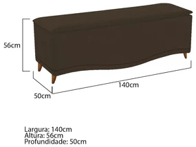 Calçadeira Estofada Yasmim 140 cm Casal Corano Marrom - ADJ Decor