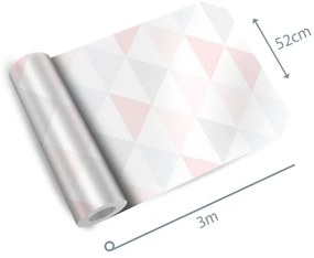 Papel de parede adesivo triângulo rosa cinza e branco