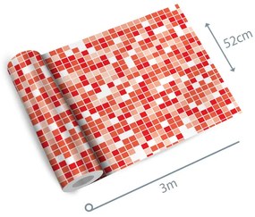 Papel de parede adesivo pastilha vermelha e branca