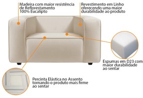 Poltrona Decorativa Escritório Orgânico Cecília Linho - ADJ Decor