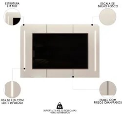 Painel Para TV Suspenso 75 Pol 200cm Com LED Valenza D04 Cedro/Bali -