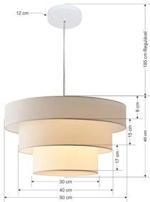 Lustre luminária pendente Vivare PE-4108-BR em Tecido estilo creme francês estilo nórdico japonês quarto estudo sala de estar sala de jantar