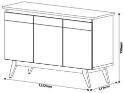 Balcão Buffet Aparador 3 Portas Classic I04 Off White/Freijó - Mpozena