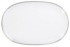 Travessa Rasa Oval 28 Cm Porcelana Schmidt - Dec. Filetado Prata Itamaraty 0012