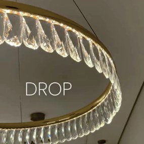 Pendente Drop Circular Ø60X10Cm Led 26W 3000K Bivolt Dourado Polido -...