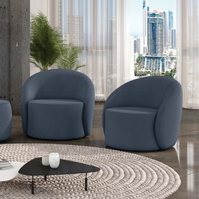 Poltrona Decorativa Orgânica Kit 2 Lua Suede Azul Mar D03 - D'Rossi