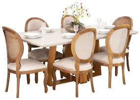 Conjunto Sala de jantar Mesa Bonnie com 6 Cadeiras Judy - Wood