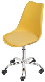 Cadeira Leda Eames Polipropileno cor Amarelo com Base Rodizio Cromado - 69581 Sun House