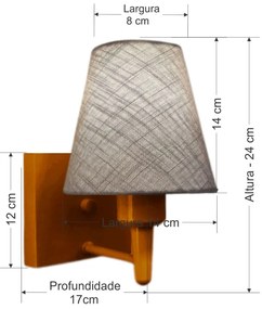 Arandela Quadrada Md-2034 Cobre Cúpula em Tecido Cone Rustico Cinza - Bivolt