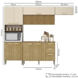 Armário de Cozinha 5 Peças Urban03 Balcão com Tampo 120cm Z06 Freijó/V