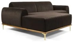 Sofá 265cm 4 Lugares com Chaise Esquerdo Pés Gold Molino C-261 Veludo