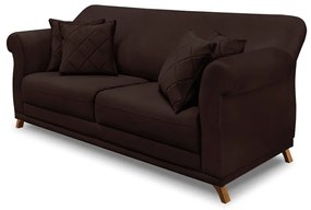 Sofá 2 Lugares Pé de Madeira Julieta 160 cm Suede Café S04 - D'Rossi