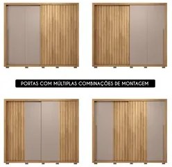 Guarda Roupa Casal 2 Portas de Correr Ripado 245cm Moviment Buriti/Fen