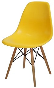 Cadeira Eames Polipropileno Amarelo Base Madeira - 14911 Sun House