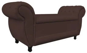 Recamier com Baú Grécia Namoradeira Calçadeira Suede Marrom - D'Rossi