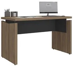 Mesa Para Escritório Home Office 145cm Corp A06 Nogal/Preto  - Mpozena