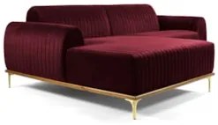 Sofá 320cm 5 Lugares com Chaise Esquerdo Pés Gold Molino C-278 Veludo