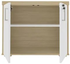 Balcão para Escritório 90cm 2 Portas Corp A06 Carvalho/Branco - Mpozen