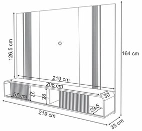 Home Suspenso Empire TV até 85 Polegadas MDF/MDP LED Castanho/Off White G26 - Hb Móveis