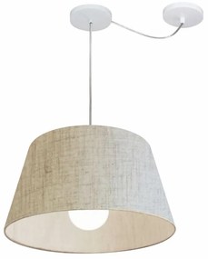 Lustre Pendente Cone Com Desvio Md-4273 Cúpula 21/30x40cm Rustico Bege - Bivolt