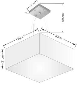 Lustre Pendente Quadrado Vivare Md-4006 Cúpula em Tecido 21/50x50cm - Bivolt