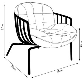 Kit 2 Poltronas Sala de Estar Base em Ferro Crokett PU Cobre/Preto G33 - Gran Belo