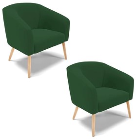 Poltrona Decorativa Pé Palito Natural Kit 2 Stella Veludo Verde D03 - D'Rossi