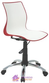 Cadeira Tramontina Maja Vermelha/Branca sem Braços em Polipropileno com Rodízio em Aço Cromado - Tramontina  Tramontina