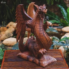 Escultura Dragão Alado 50cm