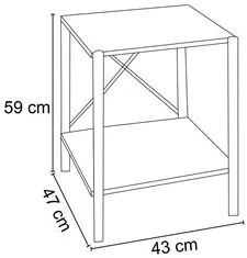 Mesa de Cabeceira 2 Prateleiras Pés Metálicos Madri Light Demolição/Pr