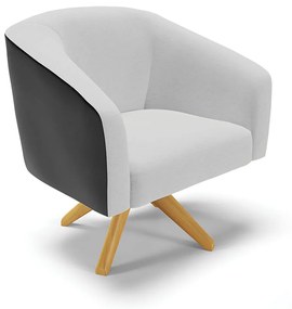 Poltrona Decorativa Giratória MA30 Stella Preto/Linho Cinza D03 - D'Rossi