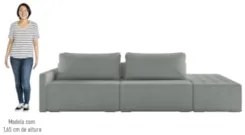 Sofá Ilha Modular com Puff para Sala Living 252cm Georgia Z08 Boucle C