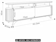 Rack Bancada de TV 70 Pol 182cm Elva H01 Castanho/Off White - Mpozenat