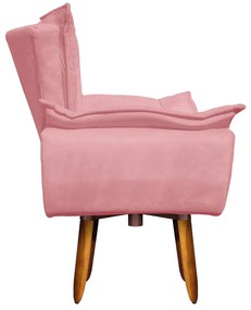 Poltrona Giratória Opala Suede Rose Base Pés Palito 25 cm - D'Rossi