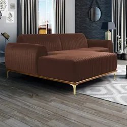 Sofá 230cm 4 Lugares com Chaise Esquerdo Pés Gold Molino C-276 Veludo