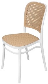 Cadeira Lauren em Polipropileno Branco e Palha - 61959 Sun House