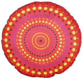Almofada Redonda Ravi Cheia em Tons Amarelo 40x40cm - Vermelho