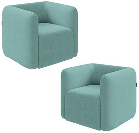 Kit 2 Poltronas Decorativas Sala de Estar Trinidad Base Fixa Bouclê Azul Turquesa G33 - Gran Belo