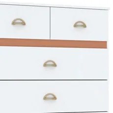 Cômoda 5 Gavetas Estilo Retrô 91cm Ziza V02 Branco/Camarim - Mpozenato