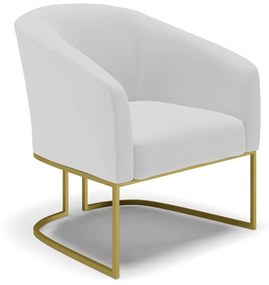 Poltrona Decorativa Industrial Dourada Stella Linho Cinza D03 - D'Rossi