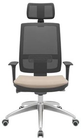 Cadeira Office Brizza Tela Preta Com Encosto Assento Poliéster Fendi Autocompensador 126cm - 63010 Sun House