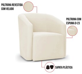 Poltrona Decorativa Orgânica Stella Max Veludo D03 - D'Rossi - Bege