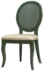 Cadeira Delicate com Palha de Empilhar - Verde Oliva - Tecido Facto Pérola e Palha Pintada Sextavada  Kleiner