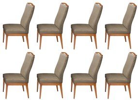 Conjunto 8 Cadeiras Decorativa Lara Veludo Cappuccino