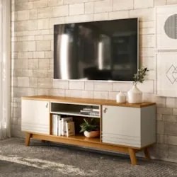 Rack para Sala TV até 75 Pol. 180cm Color L06 Nature/Off White - Mpoze