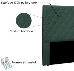 Cabeceira Cama Box Casal 140 cm Dubai Veludo Verde S04 - D'Rossi