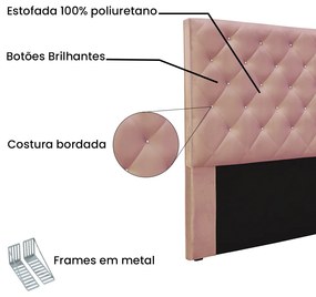 Cabeceira Cama Box Casal 140 cm Tania Veludo Rosa S04 - D'Rossi