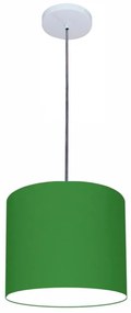 Luminária Pendente Vivare Free Lux Md-4105 Cúpula em Tecido - Verde-Folha - Canopla branca e fio transparente