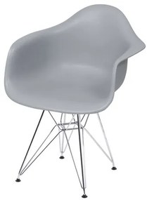 Cadeira Eames com Braco Base Cromada Cinza Fosco - 43635 Sun House