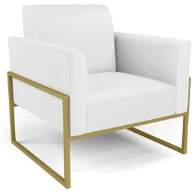 Poltrona Base Industrial Alta Dourado Marisa Corino Branco D03 - D'Rossi